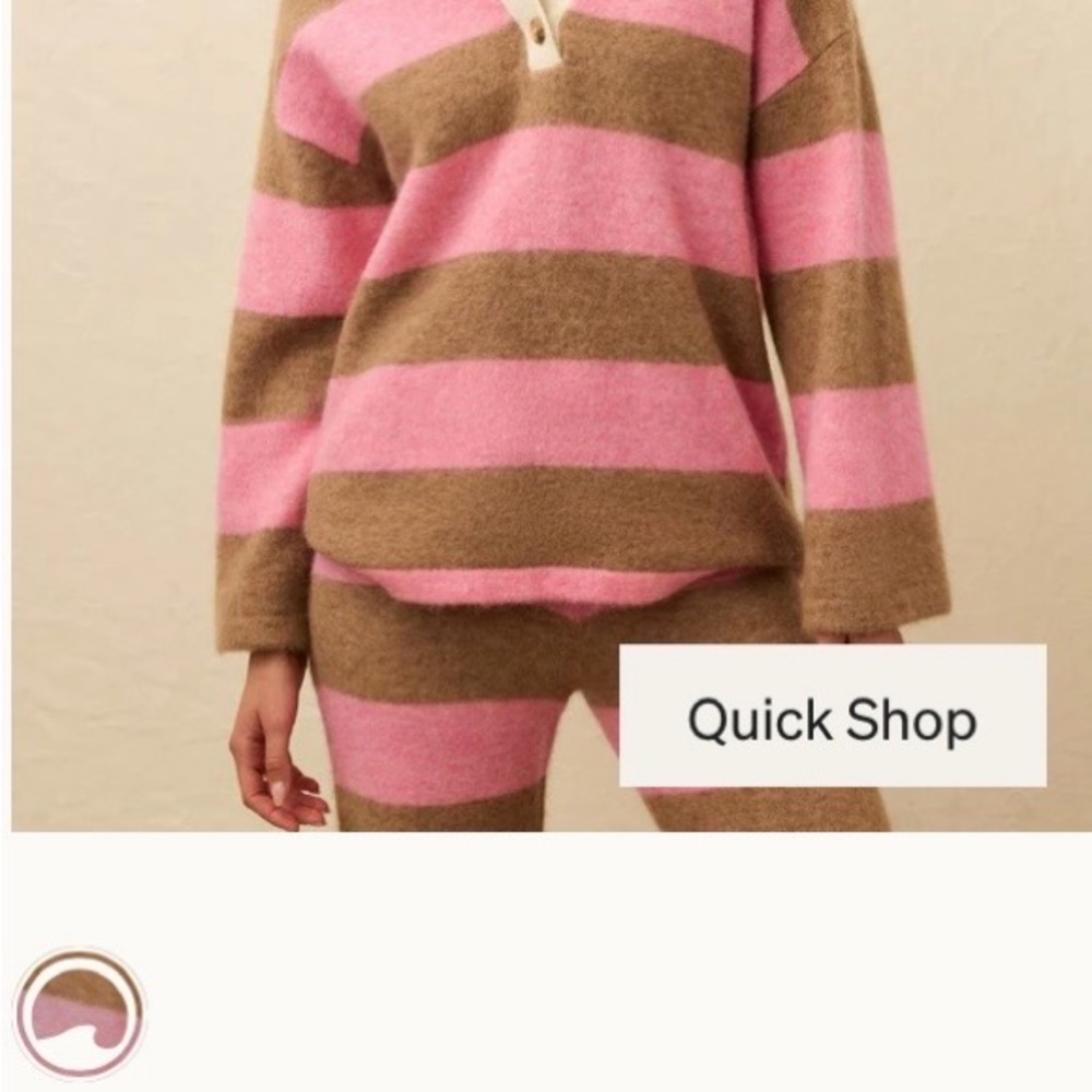 Faherty Pink Spritz and Brown Striped Polo Sweater - Picture 4 of 4